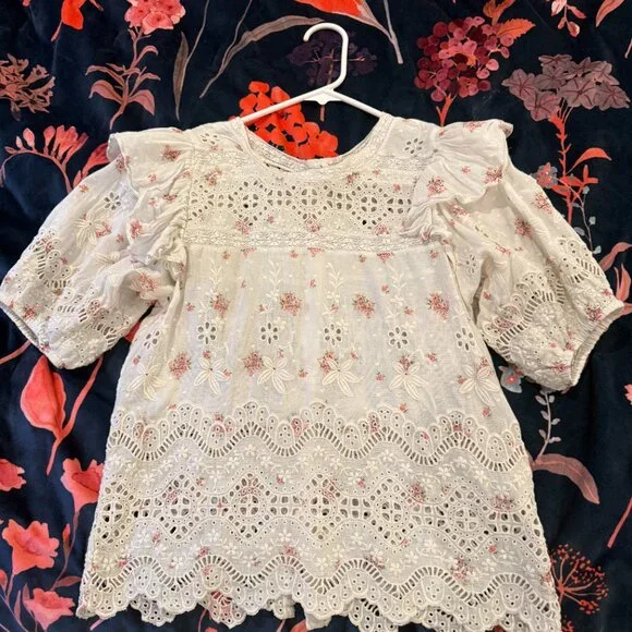 LoveShackFancy Tilda Top in French Cream XS - Picture 9 of 11